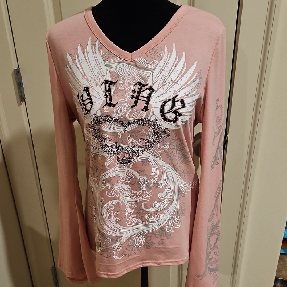 Pink Long Sleeve Graphic Tee
